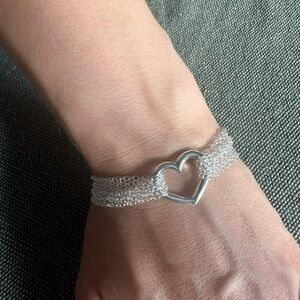 Sterling Silver Plated Tassel Heart Bracelet